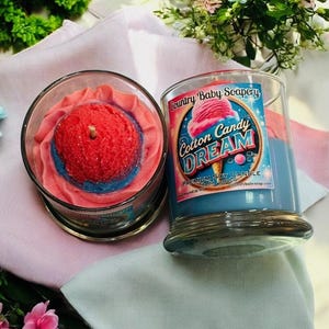 Cotton Candy Dream Candle – 12oz 100% Soy, Handmade Scented Candle – Sweet Cotton Candy Ice Cream Aroma – Country Baby Soapery