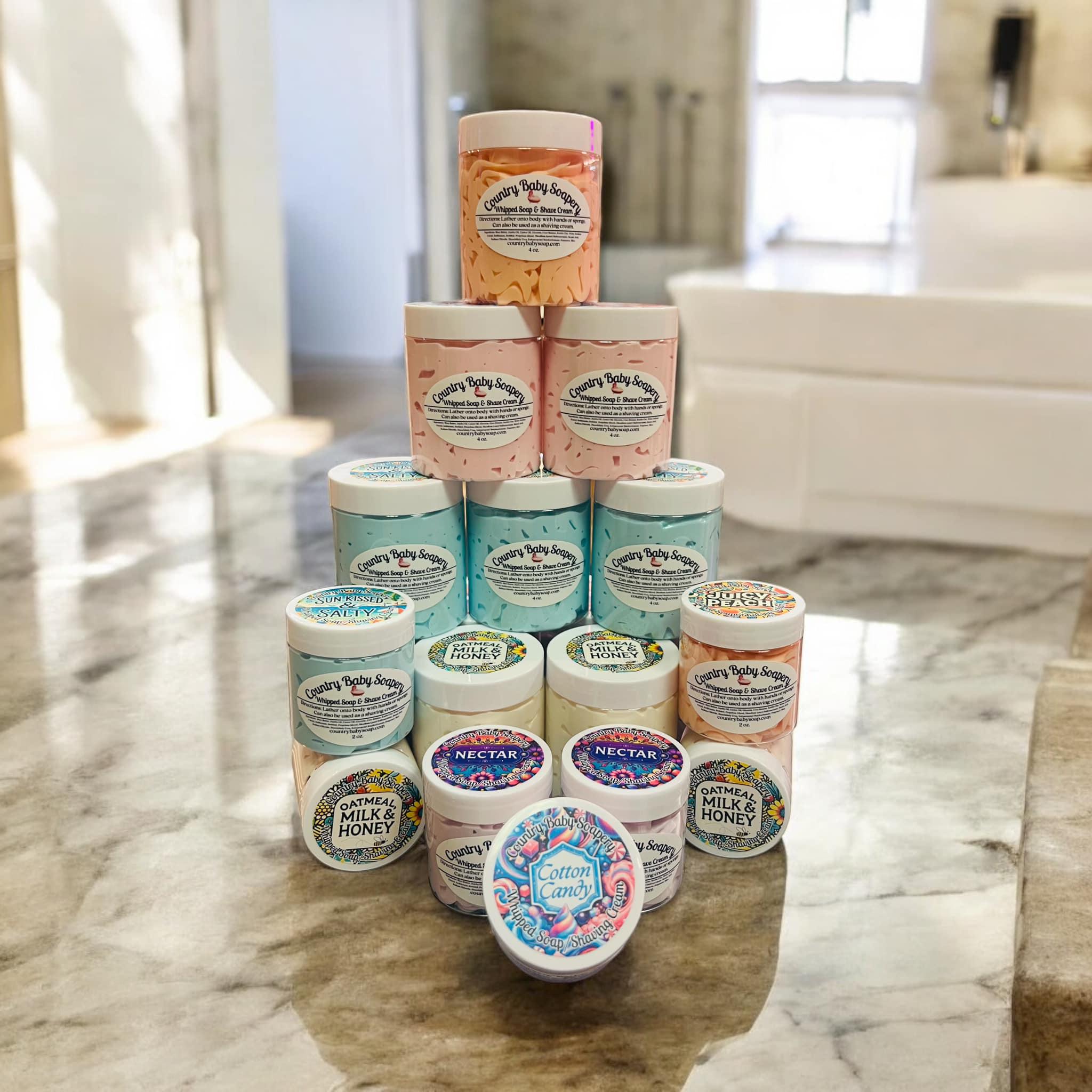 Whipped Soap & Shaving Cream 8oz | Moisturizing Body Wash | Luxurious Lather | 5 Scents | Handmade by Country Baby Soapery