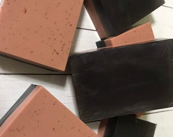 Kaolin Clay and Charcoal Goatsmilk and Glycerin Facial and Acne Soap, handcrafted facial bar, detox bar, acne soap, activated charcoal, rose