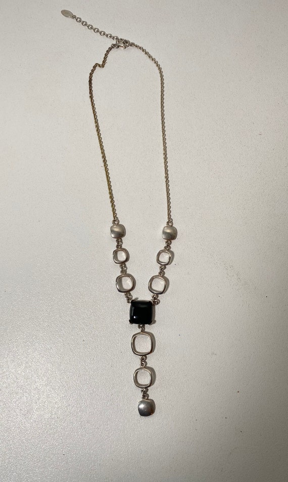 Sterling Silver and Black Onyx Necklace/Y shaped