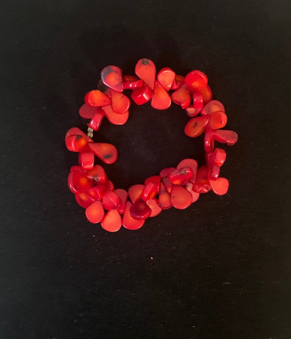 Authentic Red Teardrop Coral Bracelet from Sweden… - image 1