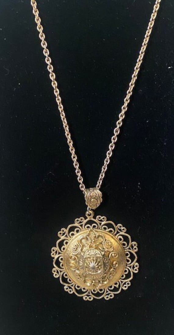 Vintage Whiting Davis Gold Medallion and Chain