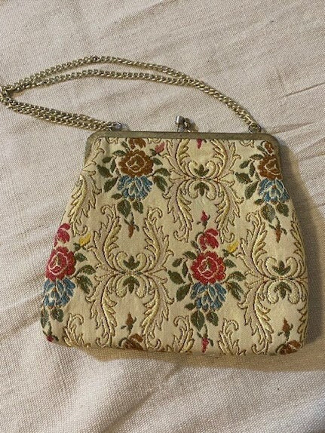 La Regale Floral Needlepoint Evening Bag
