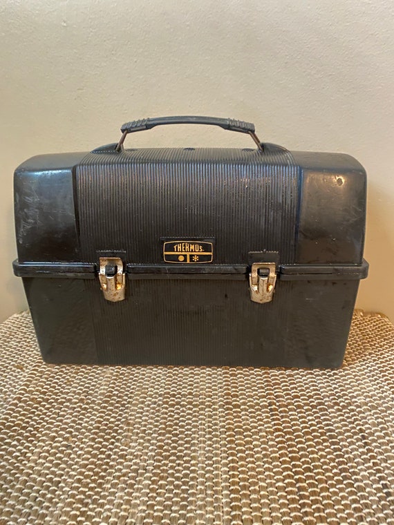vintage black thermos lunch - Gem