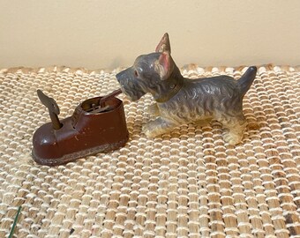 Antique Wind-Up Dog and Shoe/1940 Scottie collectible