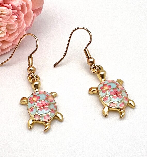 Blue turtle earrings Clearance