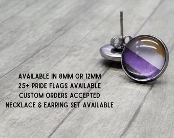 Pendientes de orgullo / Pendientes de perno de orgullo / Pendientes de bandera de orgullo / Pendientes de perno de bandera de orgullo / Joyería LGBTQ / Joyería de orgullo / Joyería de orgullo personalizada