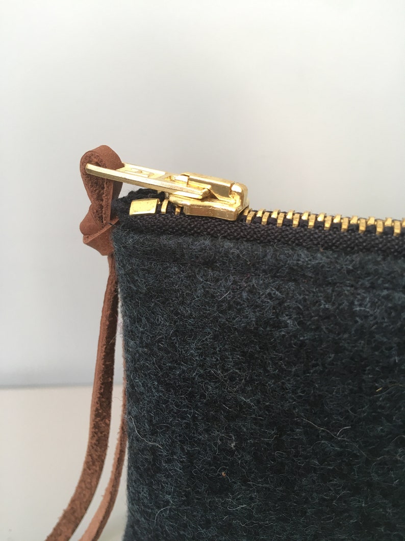 Purse Wallet Little card holder etouting Wool felt kvadrat two-tone greyblue Blue