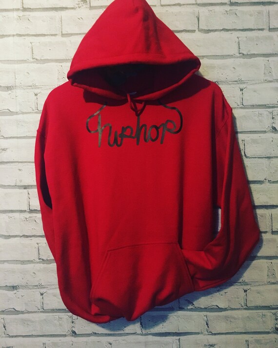 Hip Hop red unisex hoody with cord string and pockets | Etsy