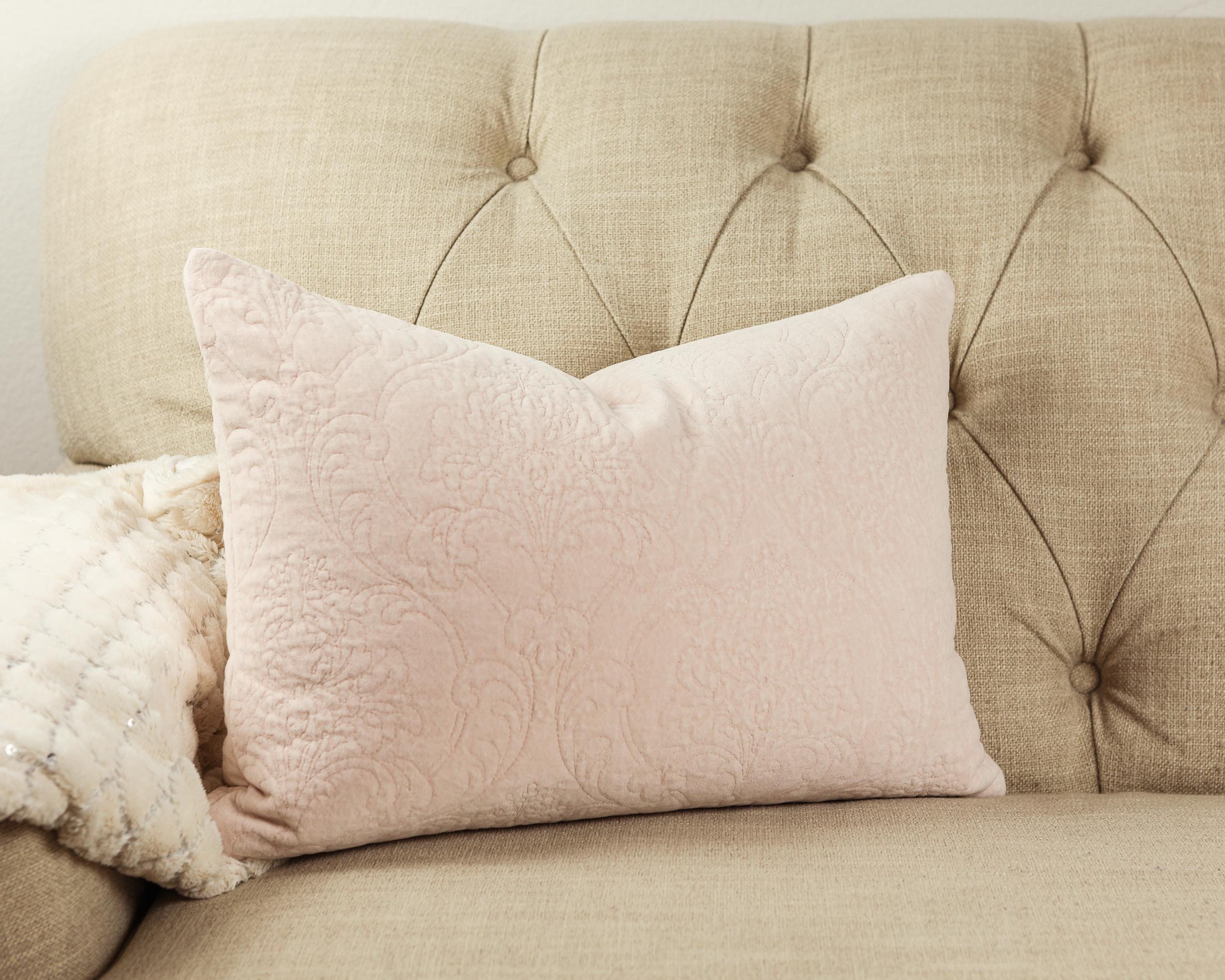 VELVET Pink Blush Lumbar Pillow Home Accessory Nursery Etsy