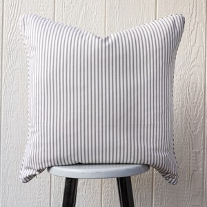Beige Ticking Stripe Decorative Pillow | Farmhouse | Cottage | PILLOW COVER ONLY 22x22