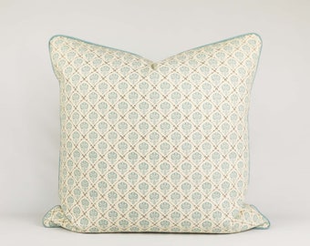 Pattern Aqua Blue Decorative Pillow | Cottage | Contemporary PILLOW COVER only 20 x 20