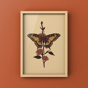 Digital Download Butterfly Print, Nature Decor, Butterfly Wall Art, Printable Botanical Print, 3:4 Digital Download Print, Minimalist Print