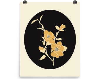 Yellow Flower Giclée Art Print, Botanical Flower Poster, Matte Floral Art Print, Yellow Floral Wall Art