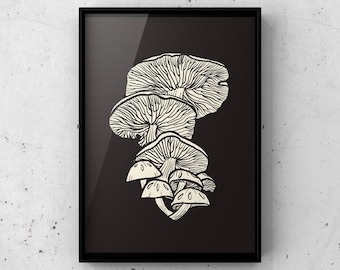 Digital Download Mushroom Art Print, Printable Wall Art, Fungi Art Print, Mushroom Decor, 3:4 Download, Nature Wall Art, Printable Art