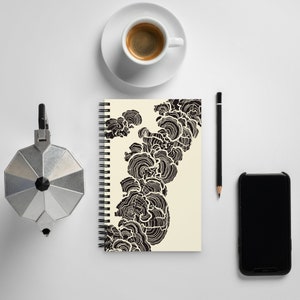 Mushroom Spiral Notebook, Paperback Medium-sized Mushroom Journal or Notepad, Dotted-line Sketchbook