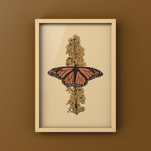 Digital Download Butterfly Print, Nature Decor, Butterfly Wall Art, Printable Botanical Print, 3:4 Digital Download Print, Monarch Butterfly