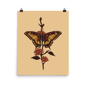 Botanical Butterfly Giclée Print, Butterfly Wall Art, High Quality Butterfly Poster, Botanical Artwork, Multiple Size Variations