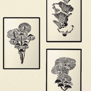 Set of 3 Digital Download Mushroom Prints, Mushroom Decor, Nature Wall Art, 3:4 Digital Download, Printable Mushroom Wall Art