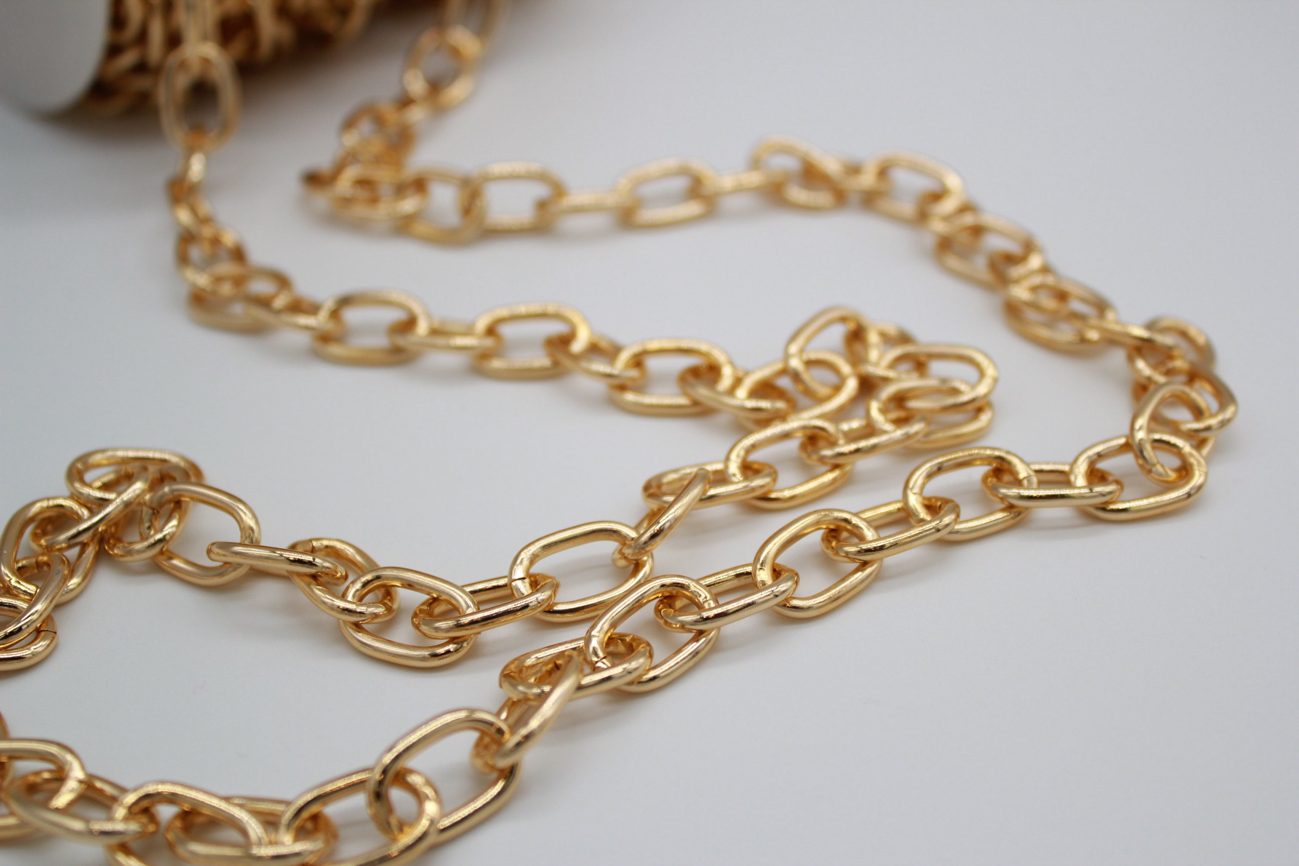 18k Gold Plated Rolo Cable Chain by Yard / Gold Filled Cable Etsy UK