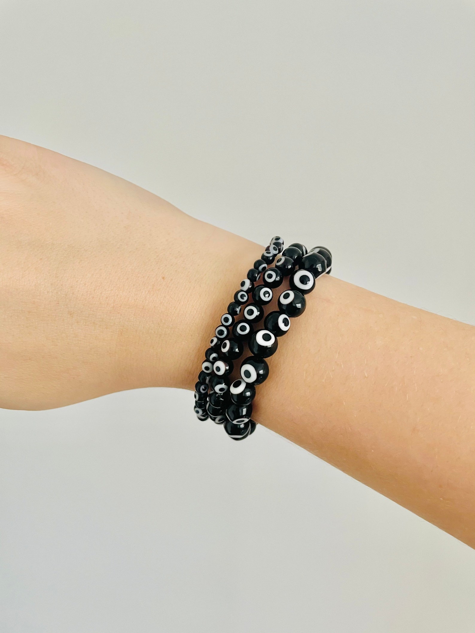 Black Evil Eye Bracelet. Gold Bracelet. Stackable Bracelet. Etsy
