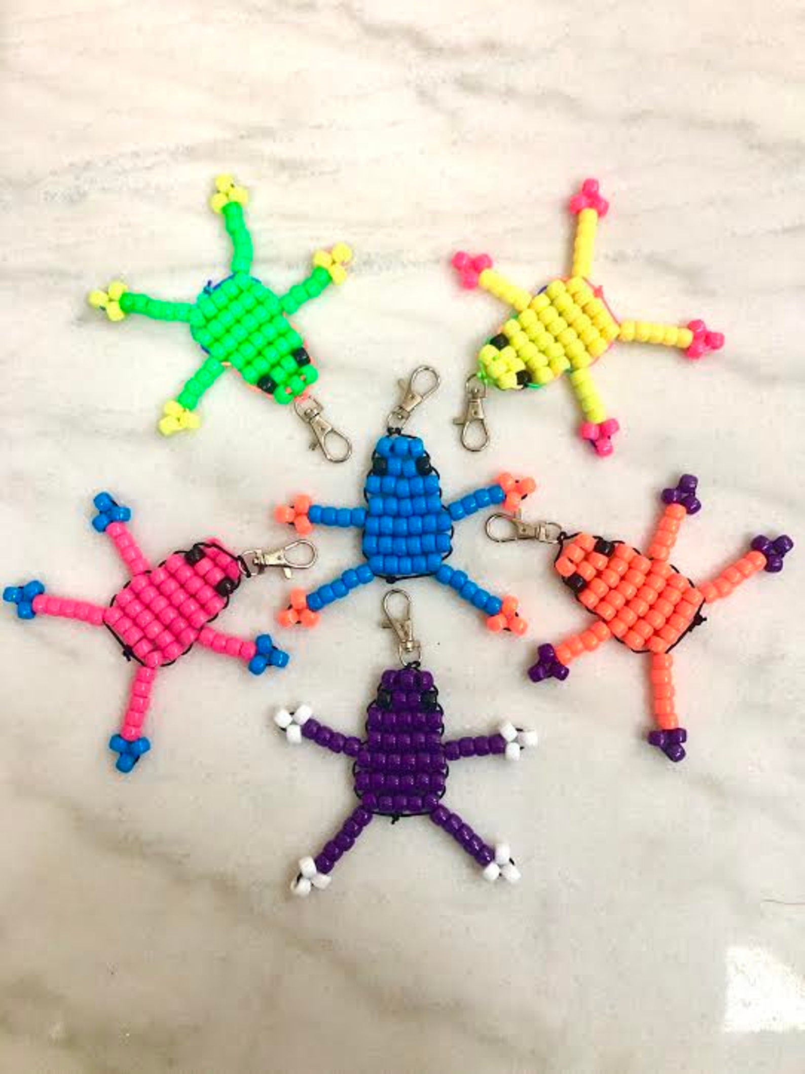 Pony Bead Frog Animal Keychain. Friendship Keychain. Throwback Etsy