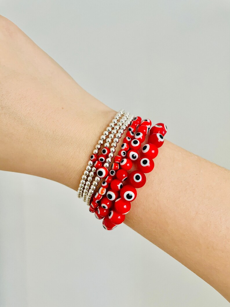 Red Evil Eye & Sterling Silver Bracelet. Friendship Bracelet. Etsy