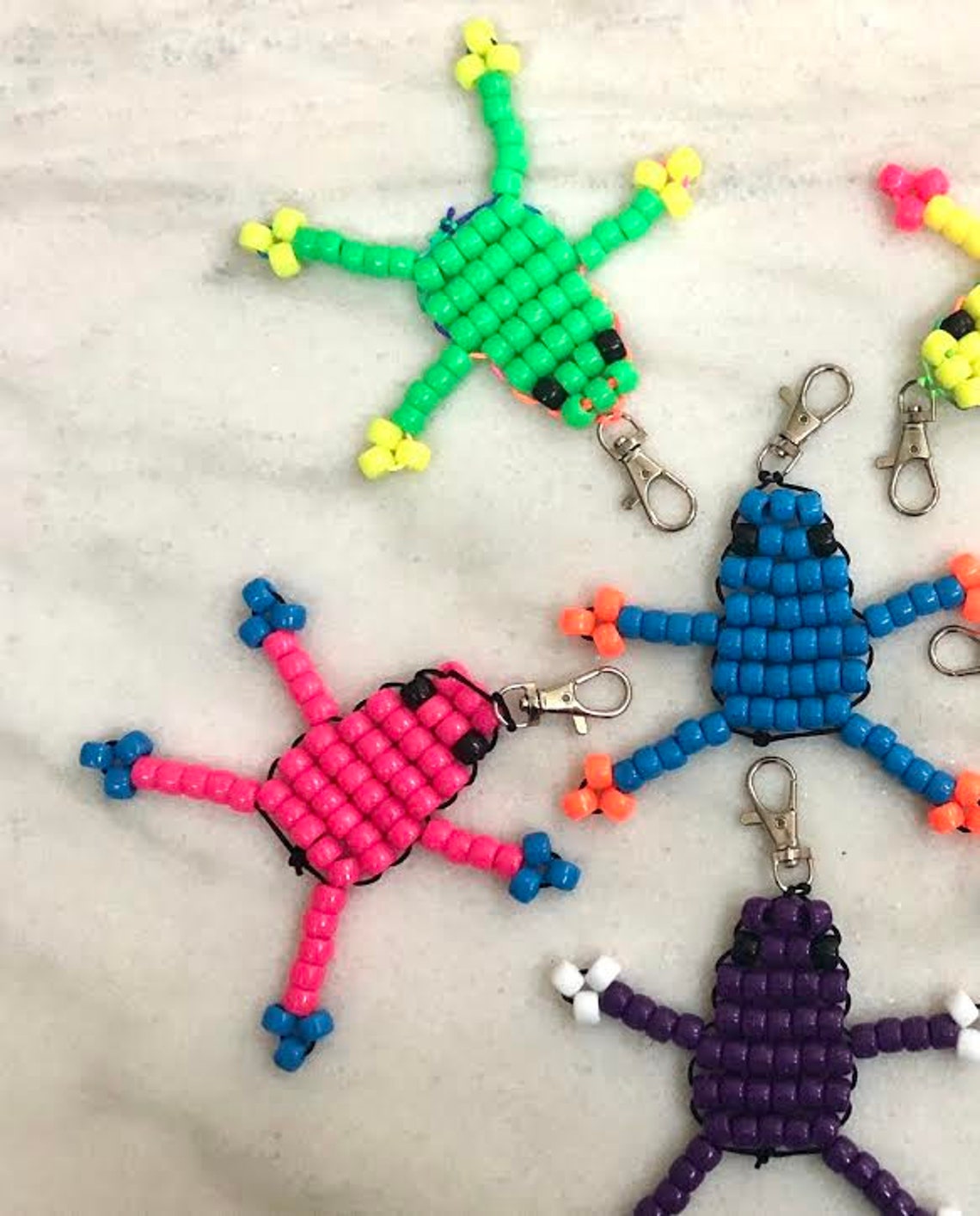 Pony Bead Frog Animal Keychain. Friendship Keychain. Throwback Etsy
