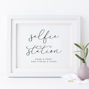 Selfie Station Grab A Prop And Strike A Pose. Photo Booth Wedding. Wedding Photo Booth Sign. Wedding Signs. Wedding Reception. Selfie Signs.