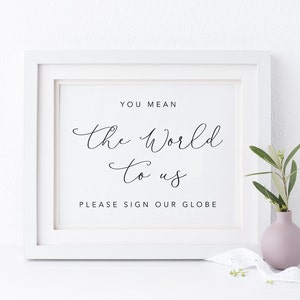 You Mean The World To US Please Sign Our Globe. Please Sign Our Globe Sign. Guestbook Sign. Wedding Guest Book Sign. Reception Sign. Signs.
