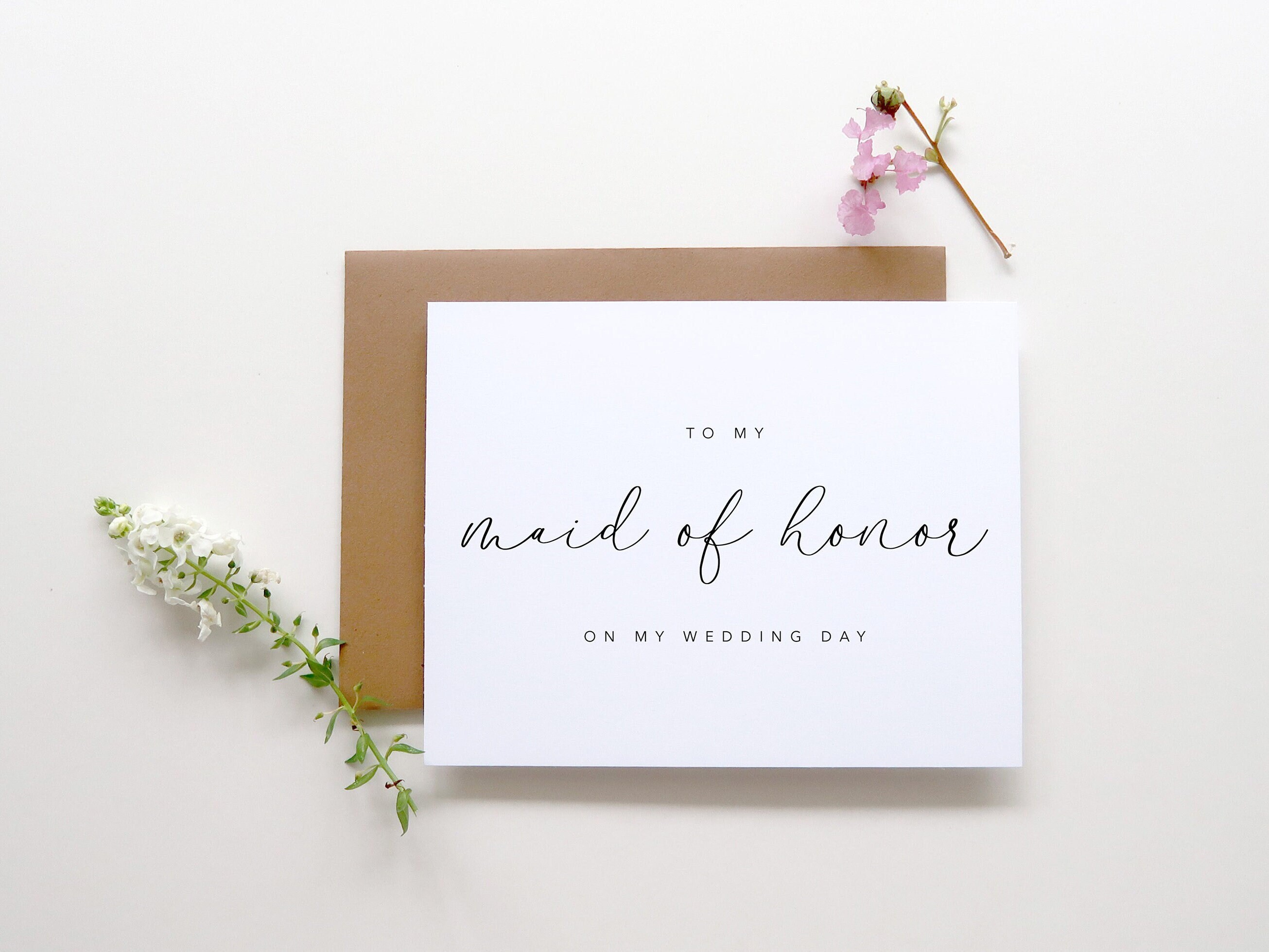 To My Maid of Honor on My Wedding Day. to My Bridesmaid Card. to