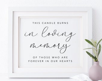 This Candle Burns In Loving Memory Sign. Memory Table Sign. Memorial Printable. Memory Table Sign. Wedding Memorial Sign. Wedding Signs.