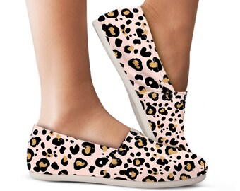 raw edge animal print canvas slip on