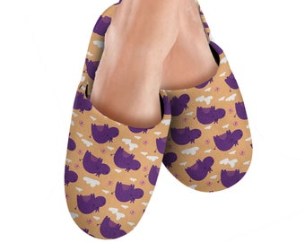 LANFIRE Adult and Children Cotton Slippers Hippo Slippers Home Slippers Plush Slippers Animal Slippers