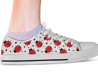 Cartoon Ladybug Ladybird Lover Women's Low Top Shoes Custom Canvas Shoes Cartoon Ladybug Ladybird Lover Women's Low Top Shoes Custom Canvas Shoes
