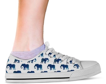 Elephant Shoes - Elephant Pattern Sneakers - Cute Elephant Trainers - Elephant Printed Shoes For Women / Men - Gift for Elephant Lovers