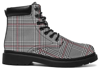 houndstooth ankle boots