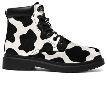 womens cow print boots