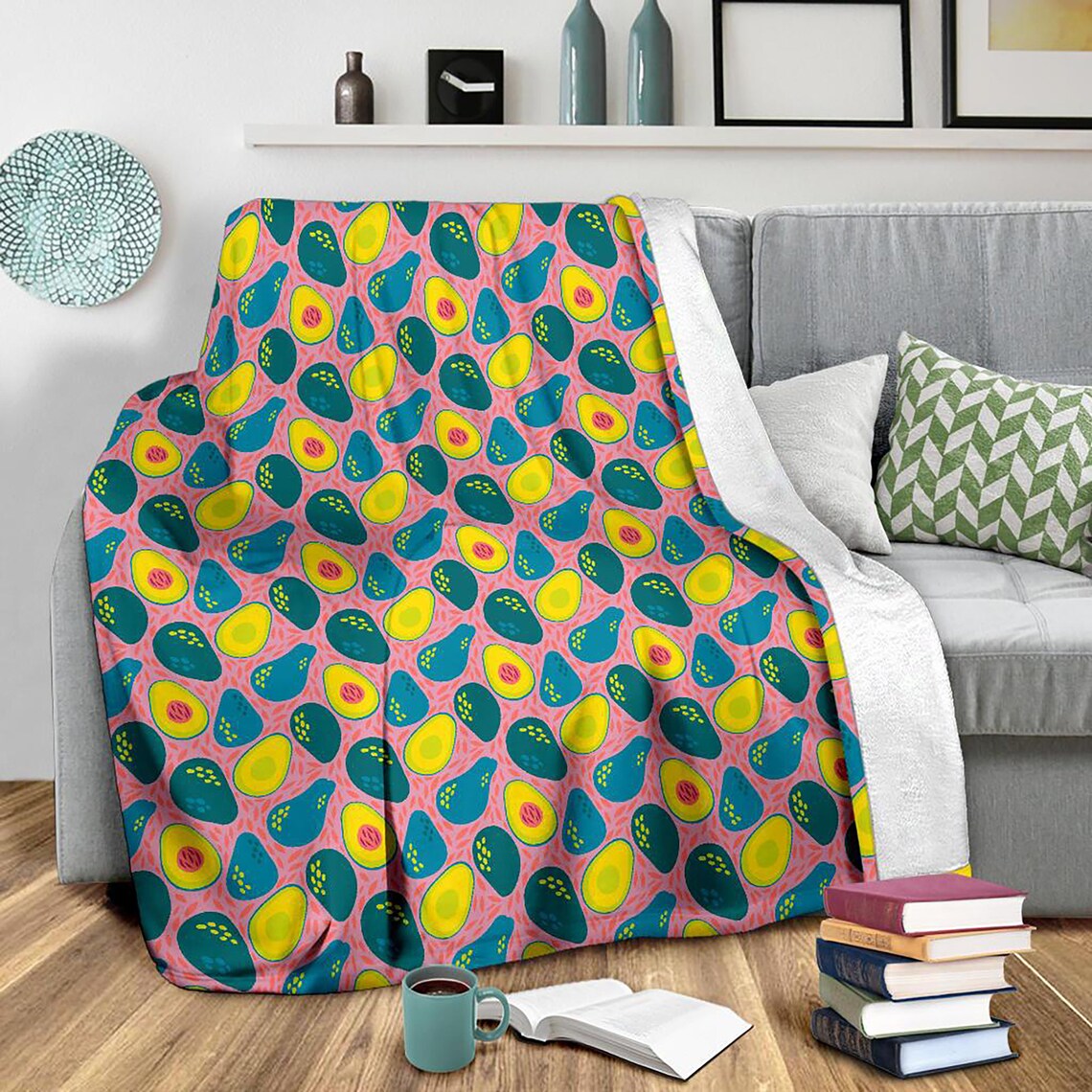 Cute Avocado Blanket Avocado Throw Blanket Avocado Fleece Etsy UK