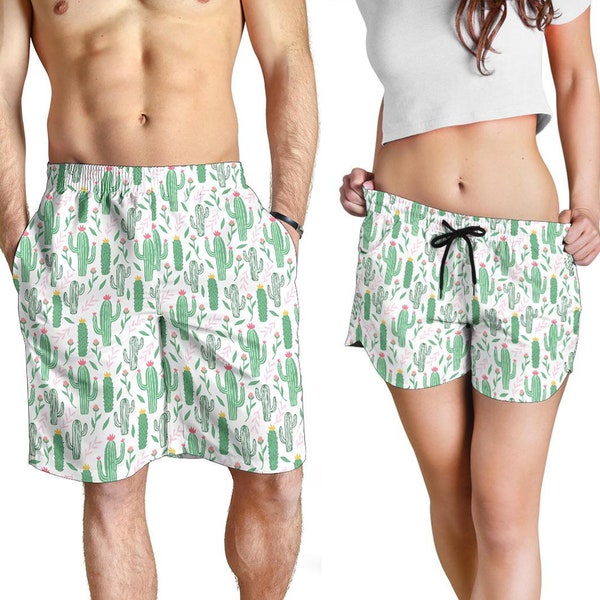 Black Cactus Pattern Print Women's Shorts
