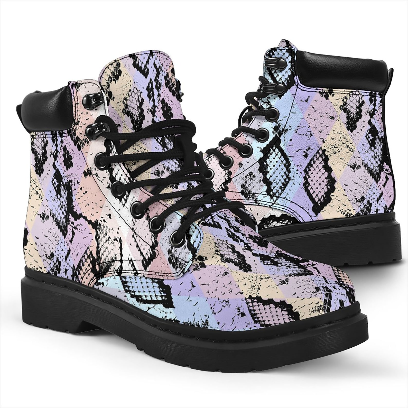 women's snake print booties