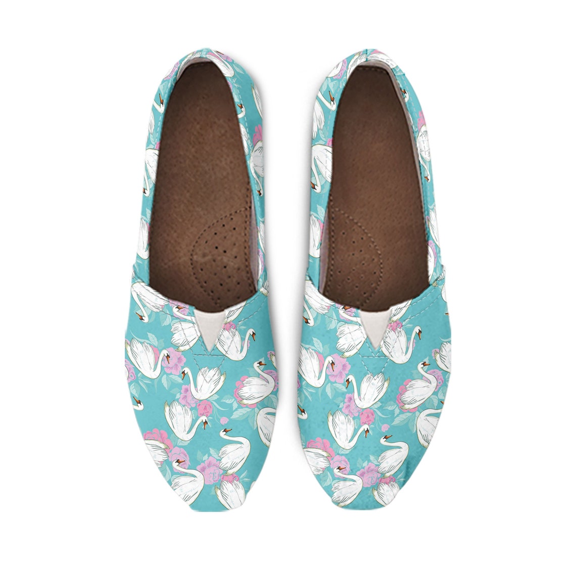 Swan Pattern Slip on Shoes for Women Swan Sneakers Swan - Etsy