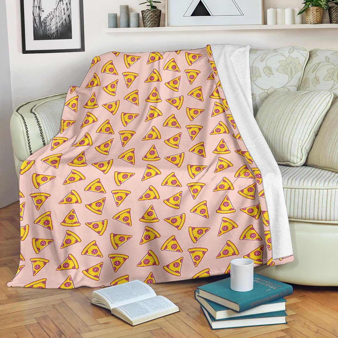 Cute Pizza Blanket Pizza Throw Blanket Pizza Print Fleece Etsy