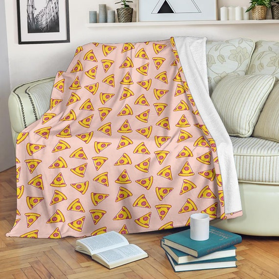 Cute Pizza Blanket Pizza Pattern Throw Blanket Pizza Print Fleece