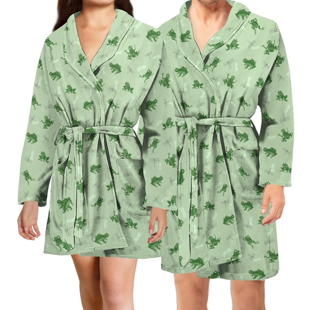 Frog Bathrobe Frog Pattern Bath Robe for Women / Men Frog Print Robe