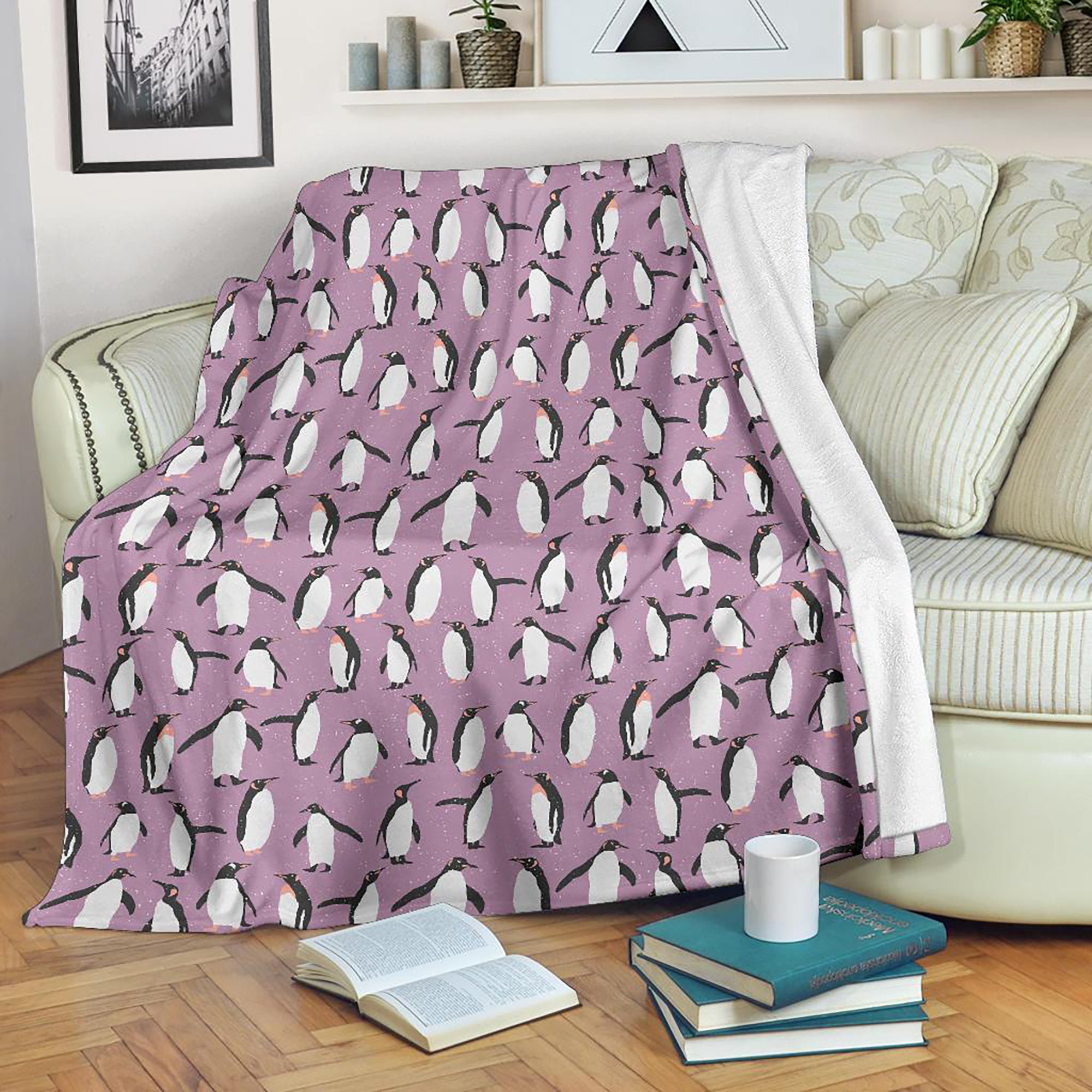 Cute Penguin Blanket Penguin Throw Blanket Penguin Fleece Etsy