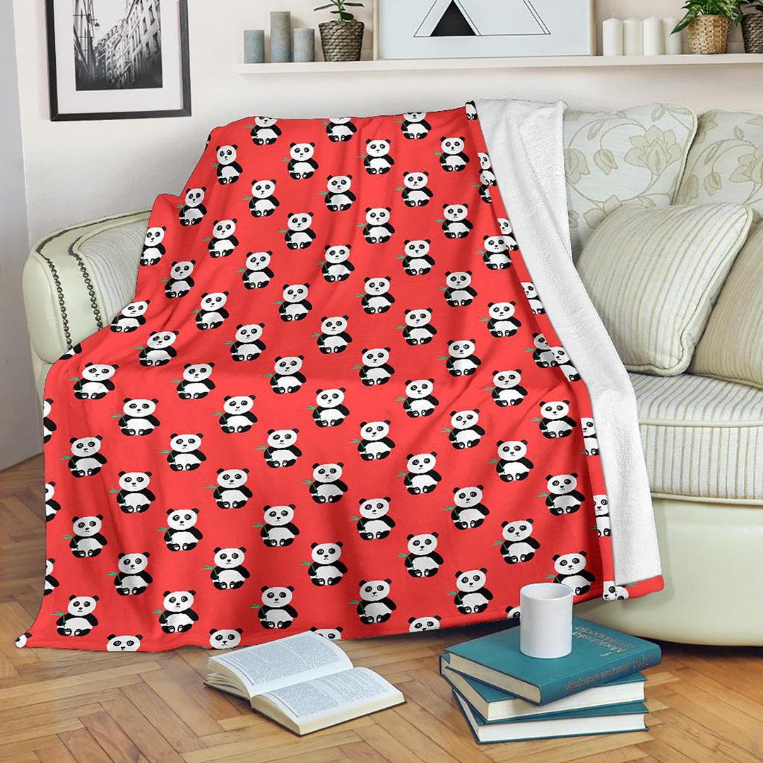 Cute Panda Blanket Panda Pattern Throw Blanket Panda Print Etsy