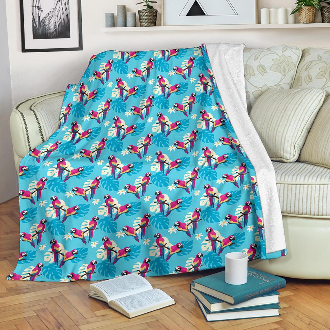 Cute Parrot Blanket Parrot Throw Blanket Parrot Fleece Etsy