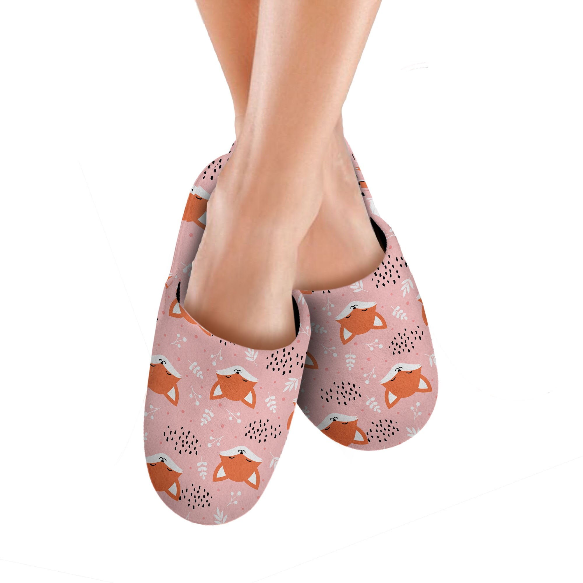 Pink Fox Slippers Fox Pattern Slippers Cute Slippers for - Etsy