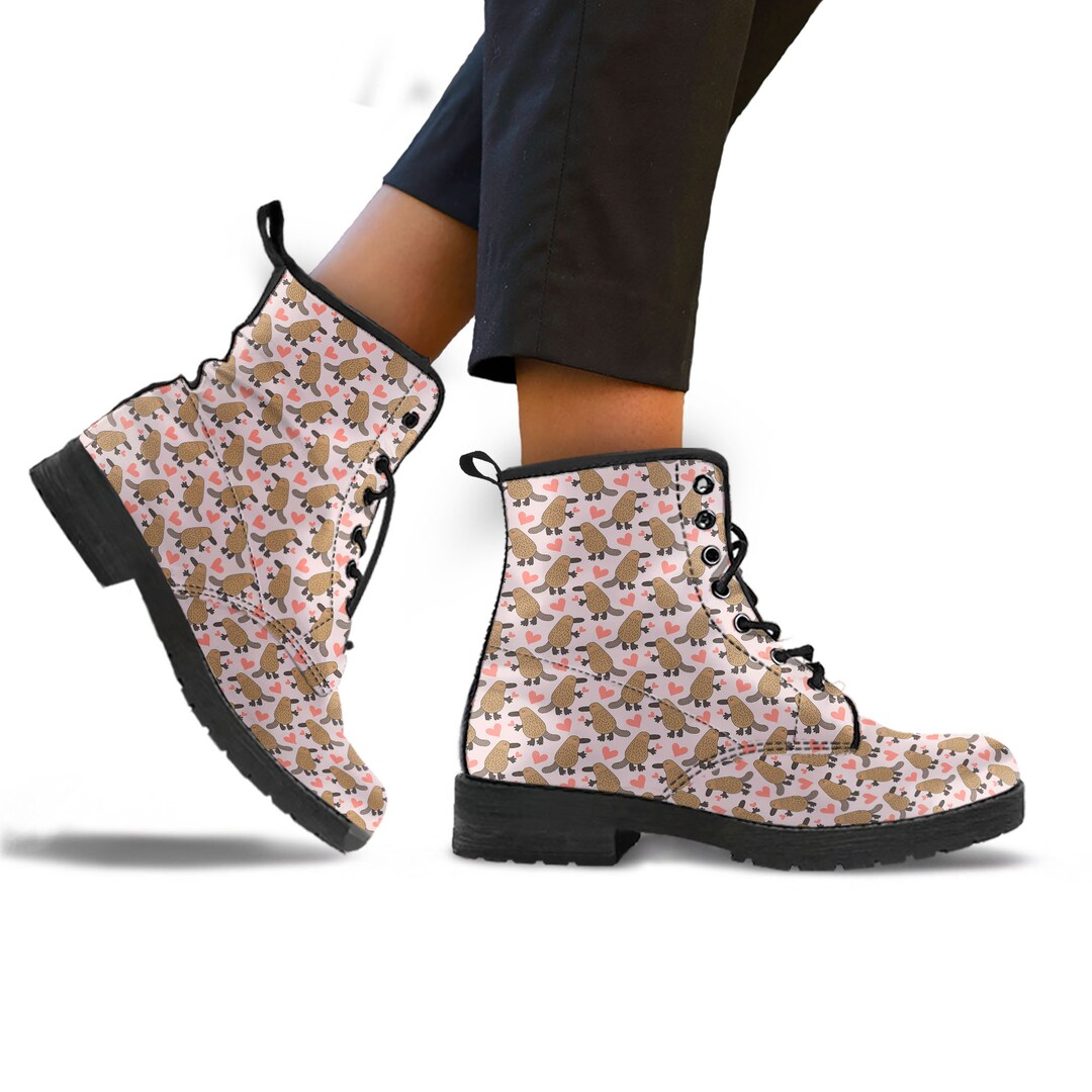 Platypus Combat Boots Platypus Pattern Booties Winter Boots Platypus